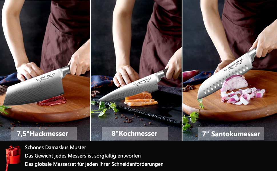 Набір кухонних ножів Hoablorn 15 предметів з блоком: високоякісні ножі з акціїєю, підставка з міцним магнітом, ідеальний подарунок на новосілля та весілля