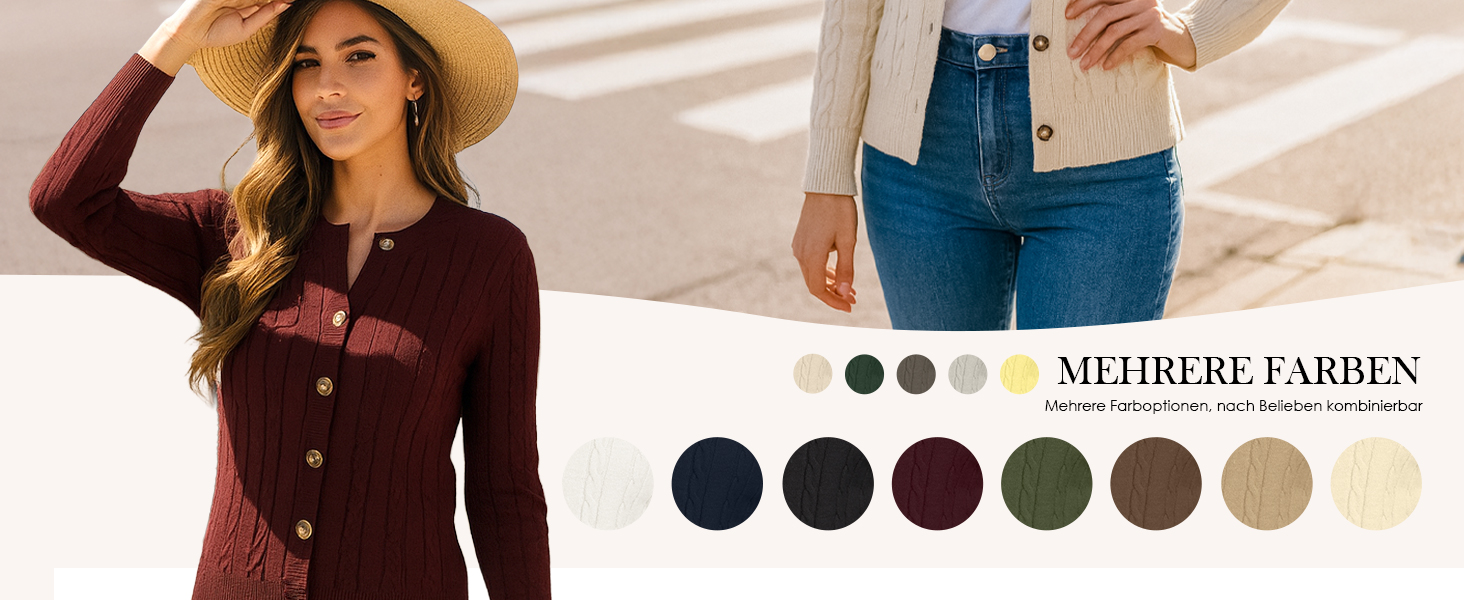 Жіночий в'язаний кардиган GRECEREE з V-подібним вирізом та ґудзиками, осінньо-зимовий светр з кишенями (Вершково-жовтий, L)