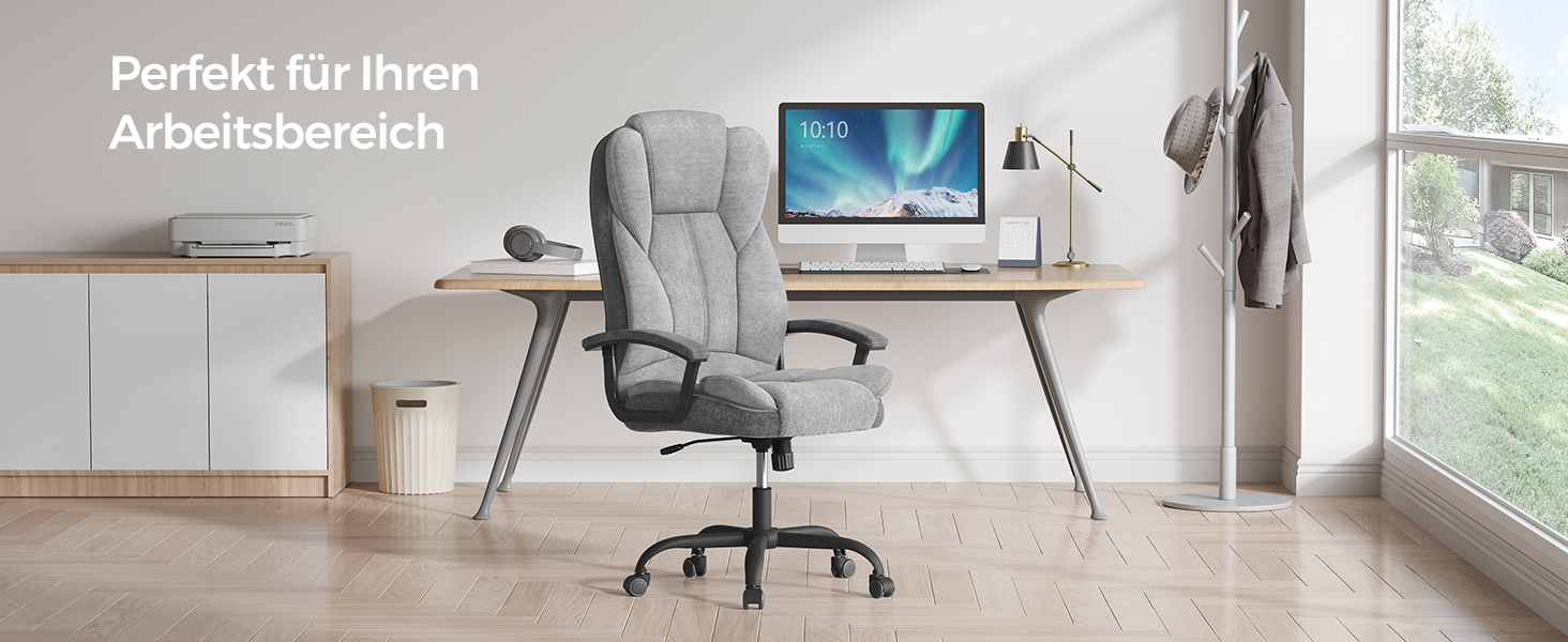 Крісло офісне SONGMICS, крісло для шефа, комп'ютерне крісло, регулювання висоти сидіння, чорне (сіро-чорний)