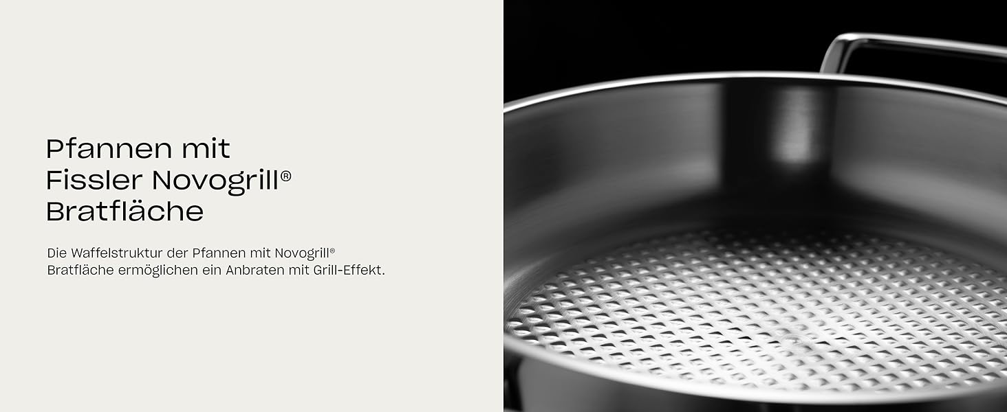 Сковорода Fissler Original-Profi Collection з нержавіючої сталі (Ø 28 см) з ручкою та внутрішньою шкалою, Novogrill, індукційне покриття 28 см