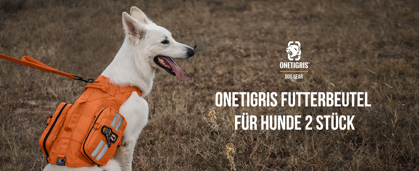 Футляр для корму OneTigris для собак (23,5x13x5 см), 2 шт., MOLLE система, тактичне спорядження, тренування, оранжевий