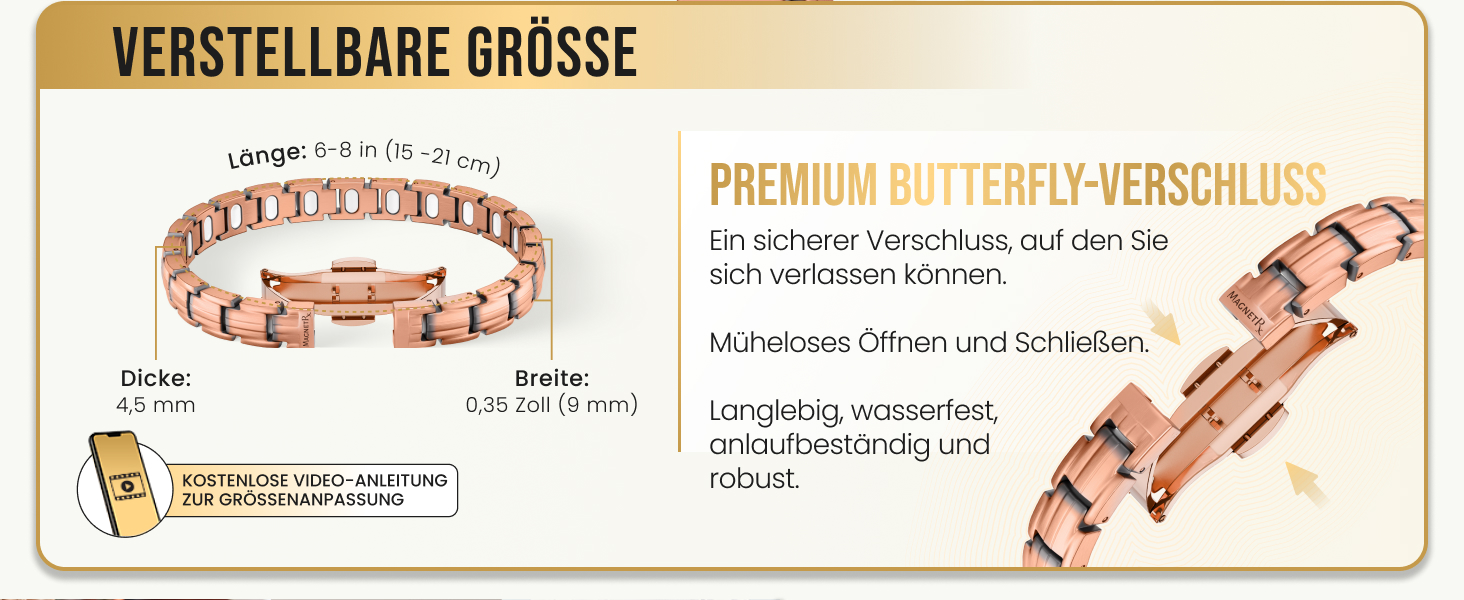 Браслет на руку чоловічий MagnetRX® з чистої міді – для магнітотерапії при артриті та тунельному синдромі – з інструментом для регулювання розміру (5X Strength - EllipseMAX (5,000 Gauss))