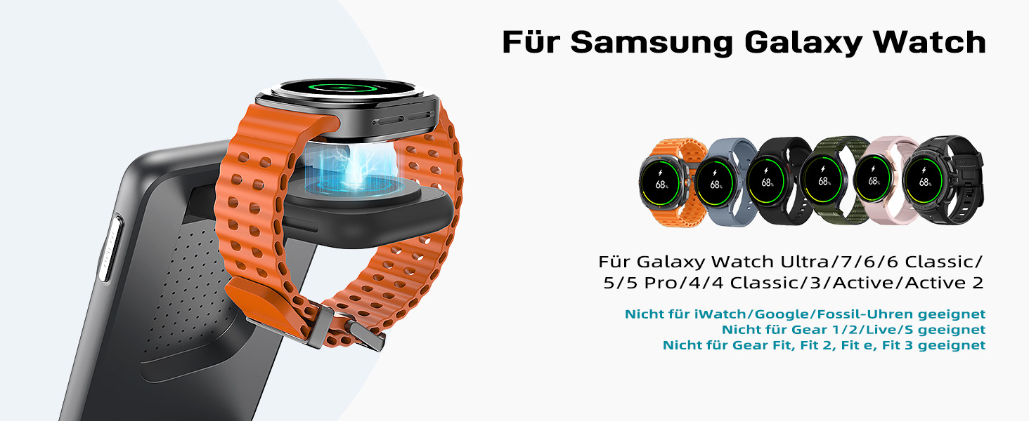 Зарядний пристрій 3-в-1 MagSafe для Samsung Galaxy S25 Ultra/S24 та Galaxy Watch Ultra/8/7/6 (Чорний)