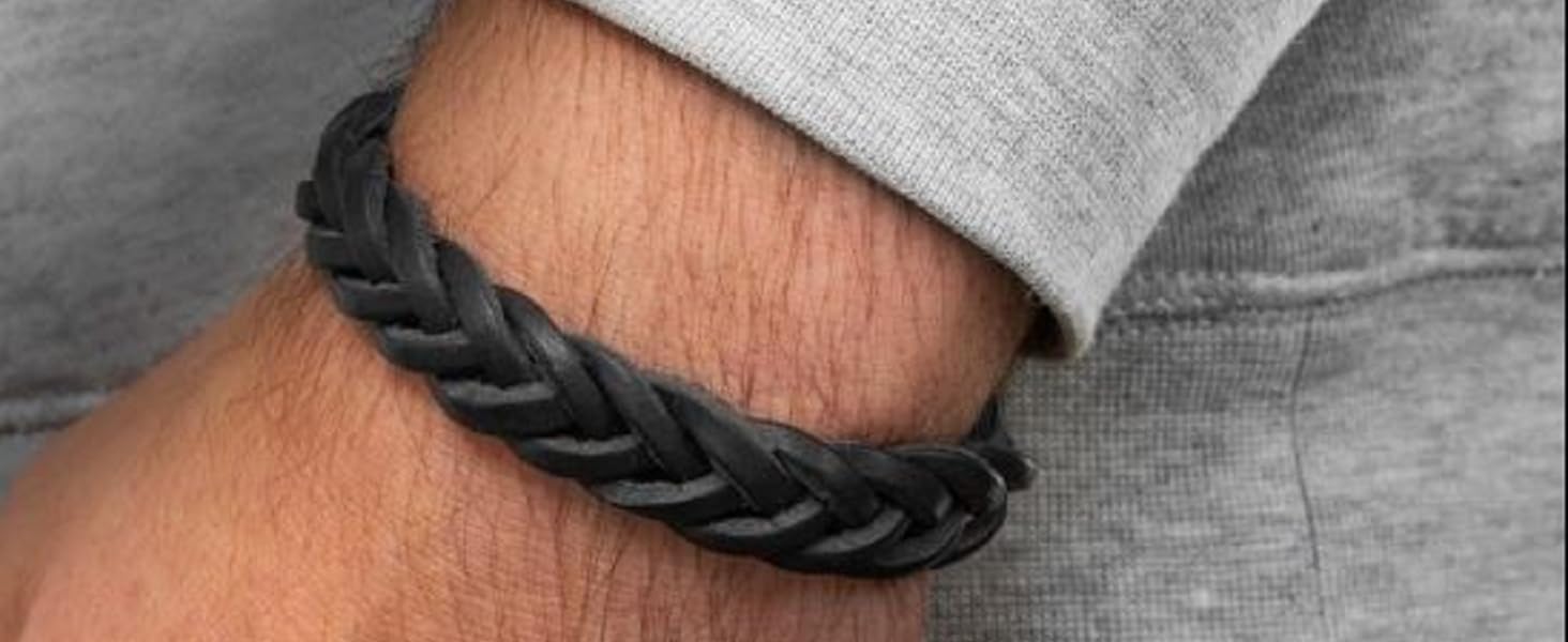 Преміум шкіряний браслет ручної роботи з Німеччини, унісекс. Шкіряний браслет-обгортка з нержавіючої сталі, коричневий, розмір XL (18-19 см)