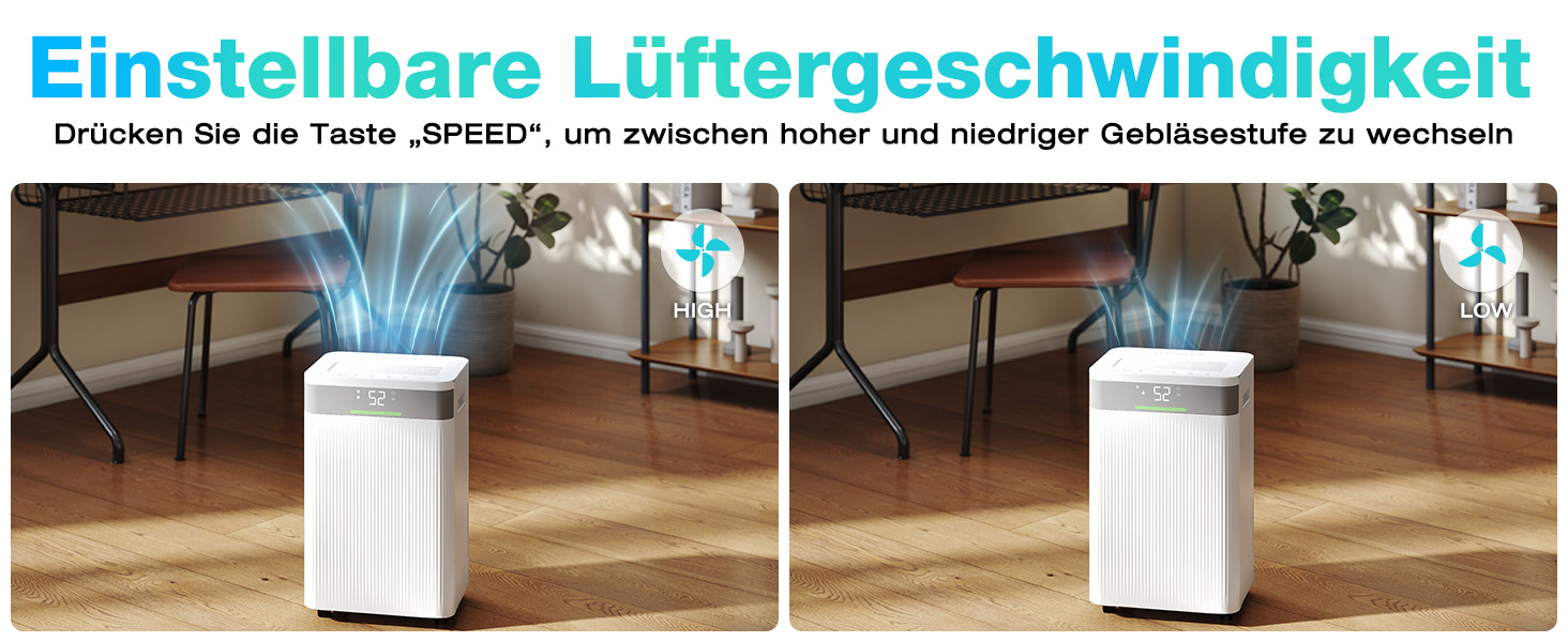 Електричний осушувач повітря HAUSHOF 20л/день, 41дБ, з іонізацією, для приміщень до 30м², 4.5л бак, LED дисплей, 3 режими, портативний