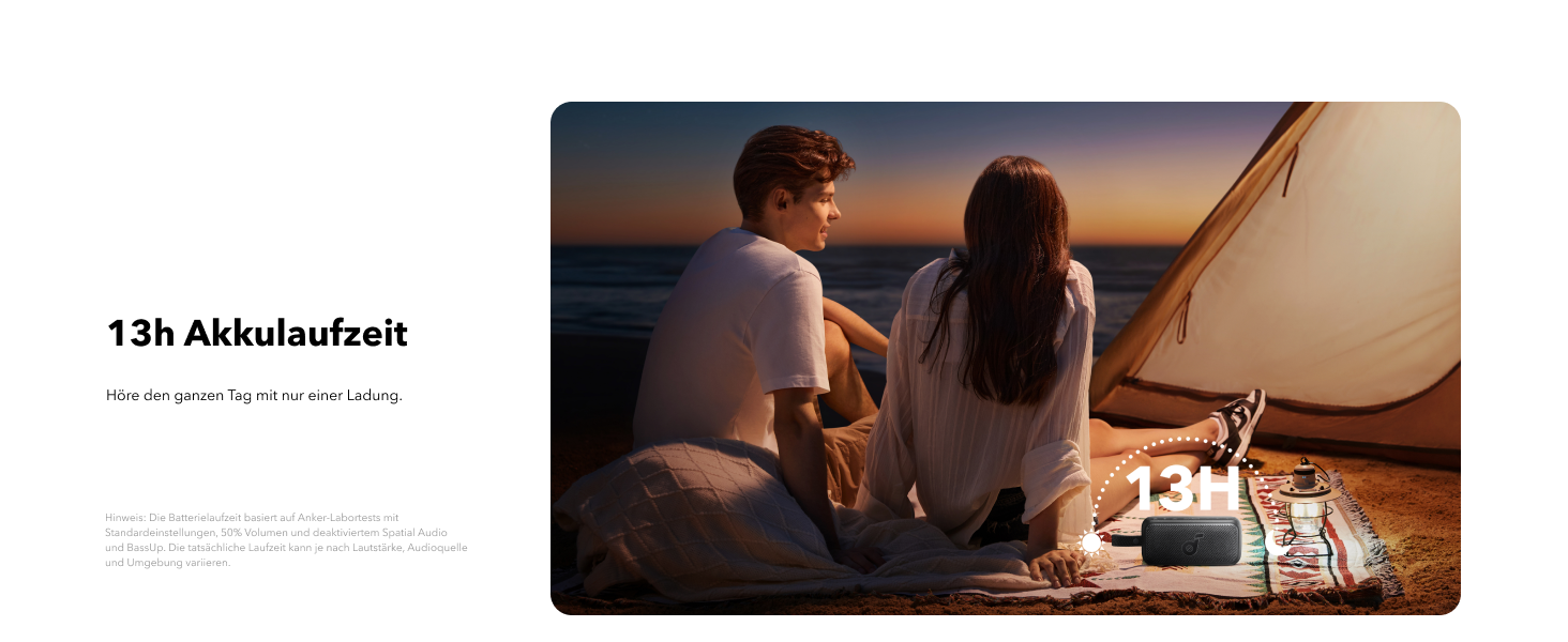 Soundcore Motion 300 - Бездроковий портативний Bluetooth-динамік з BassUp, SmartTune, 30W, 13h, IPX7, для дому, саду, кемпінгу та подорожей, Чорний