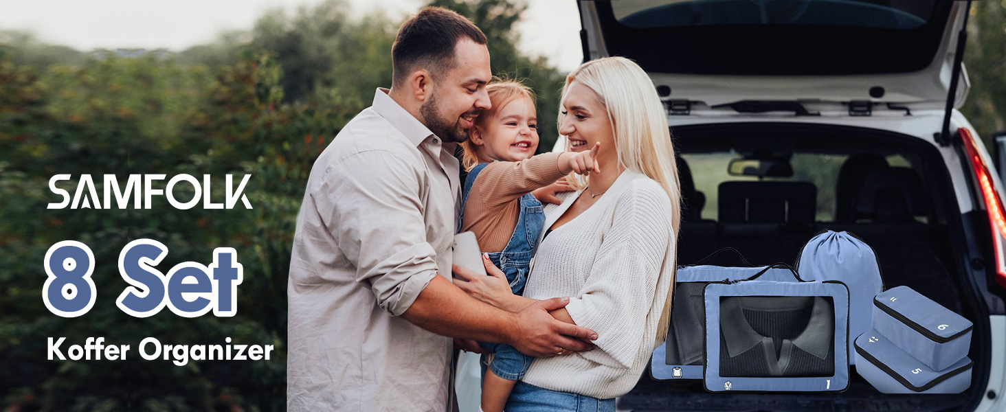 Органайзери для валізи, набір 8 шт. - Packing Cubes для подорожей, валізи та рюкзака (блакитний)