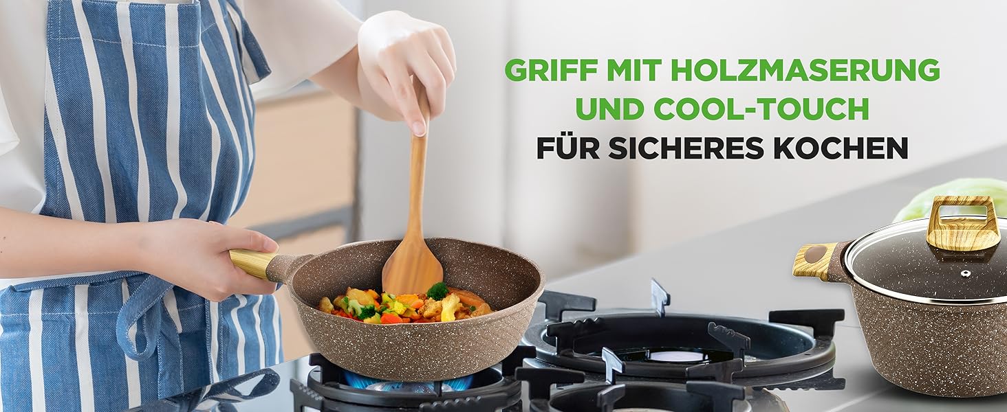 Набір посуду NutriChef Сандбраун 22 предмети з антипригарним мармуровим покриттям: сковороди, каструлі, кухонні прилади, форма для випічки, рукавиці, для індукційних плит, посудомийна машина