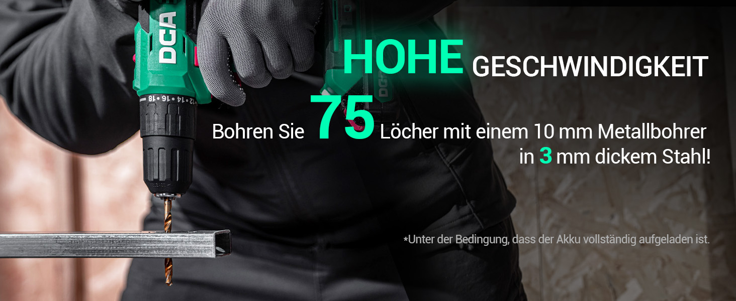 Акумуляторний ударний дриль-шуруповерт DCA 20V, 40 Нм, 13 мм, 22500 уд./хв, 18+1+1, комплект з 14 біт для бетону, металу, дерева