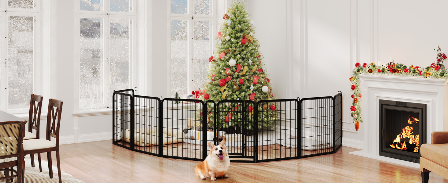 Yaheetech Folding Dog Playpen - 100cm High, 6-Panel, Portable Dog Kennel with Door for Indoor & Outdoor Use - Easy Assembly