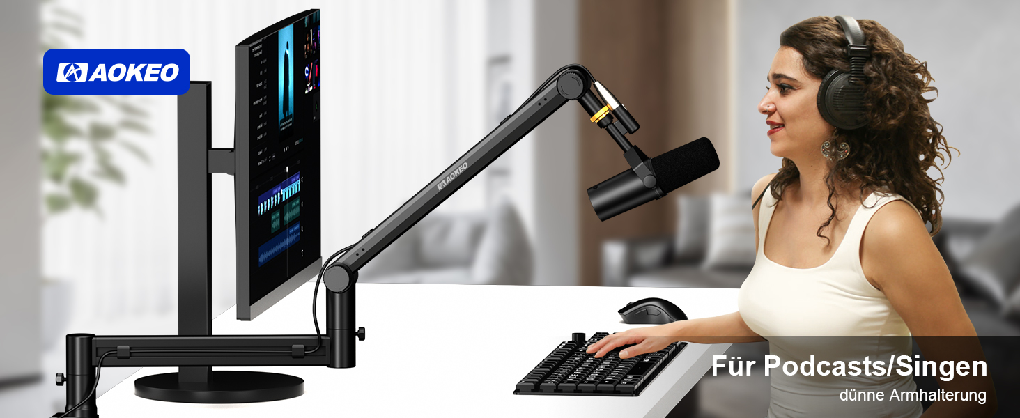 Кріплення для мікрофона Aokeo AK-58 - низькопрофільний тримач для HyperX, Elgato, Shure, Blue Yeti