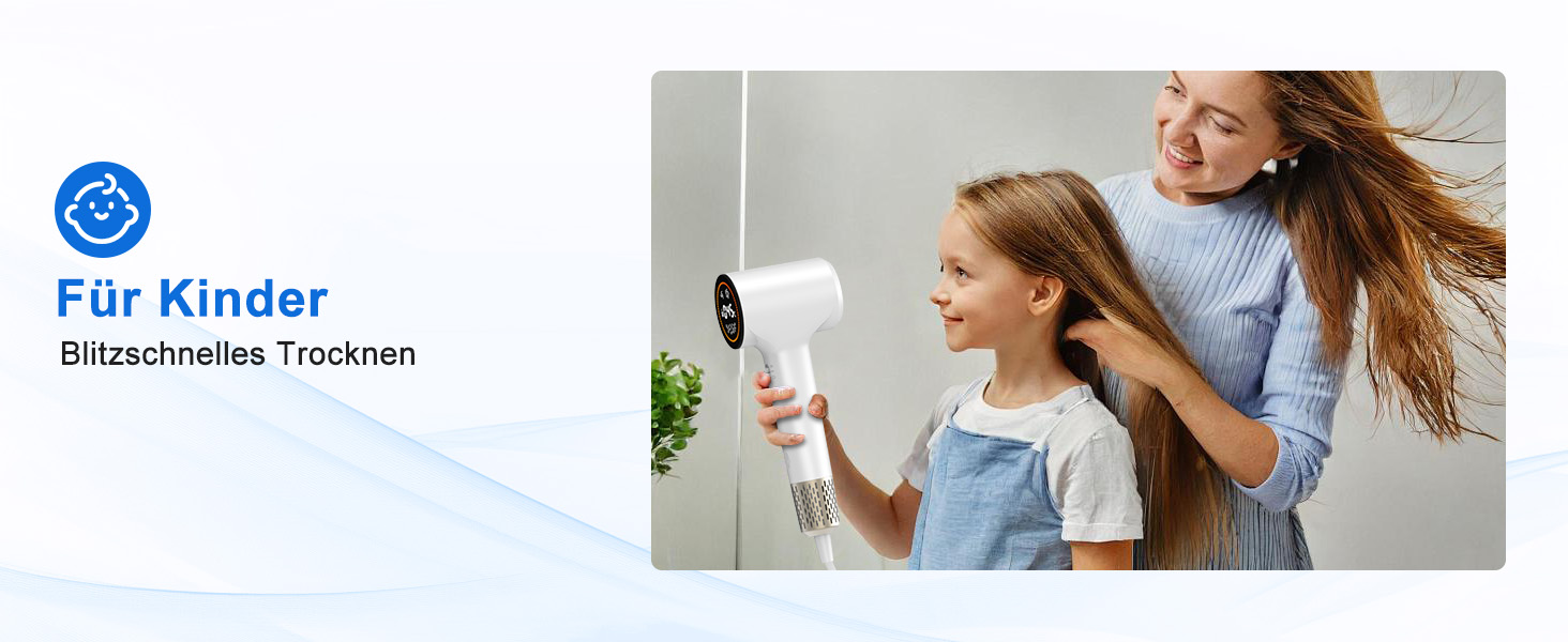 Фен для волосся з плазмою та безщітковим мотором 110 000 об/хв - швидке сушіння, тиха робота, з магнітною насадкою, для дому та подорожей (темно-сірий)