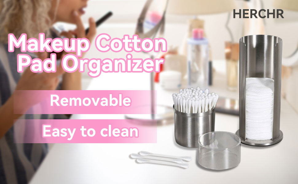 Спондисер для ватних дисків з кришкою, тримач для ватних паличок, контейнер для вати, органайзер для косметики з нержавіючої сталі