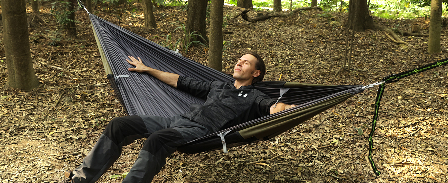 Гамак для кемпінгу 4-в-1 з москітною сіткою та знімним сонцезахистом, 290x140 см, армійний зелений