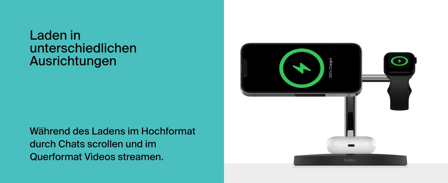 Belkin MagSafe 3-в-1 Бездротова Зарядка: Швидка Зарядка для iPhone, Apple Watch та AirPods (15W) - Чорний