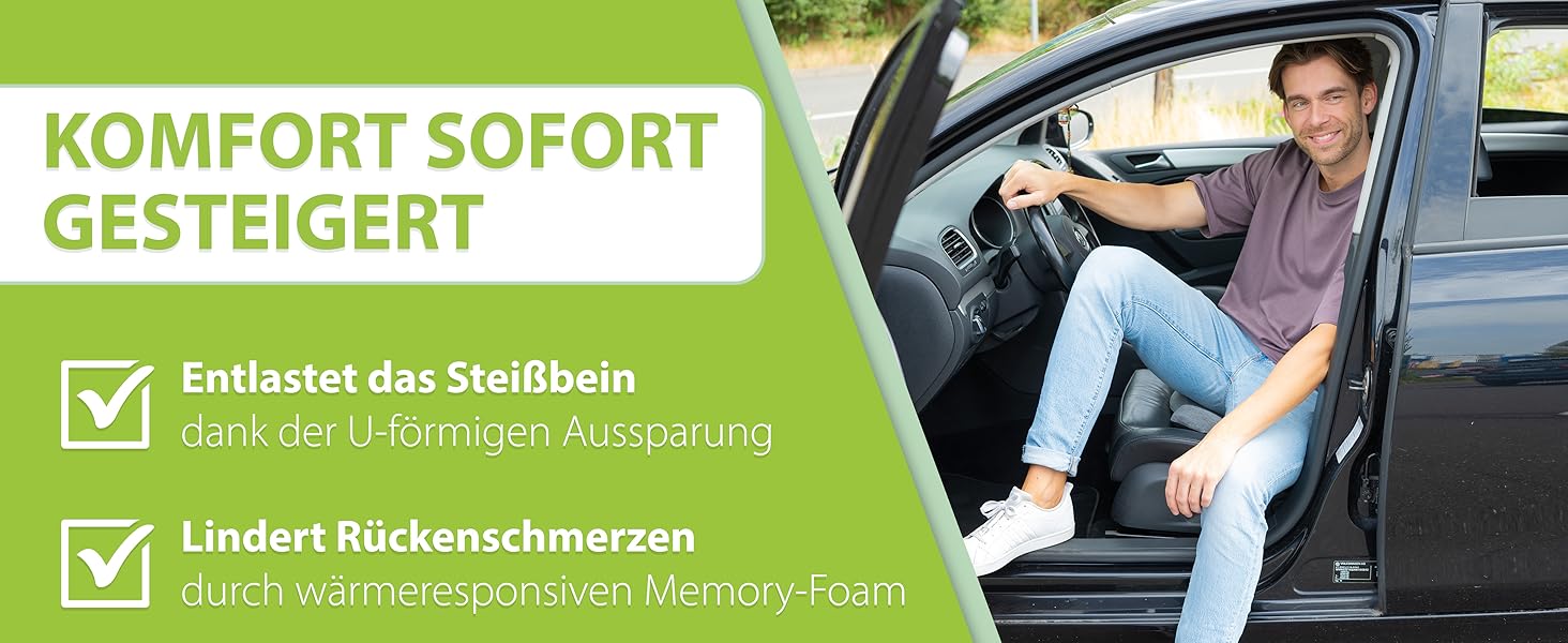 Подушка ортопедична автомобільна Feela® (Medium) – підтримка спини та куприка, 3 ступені жорсткості, чорна (60-80 кг)