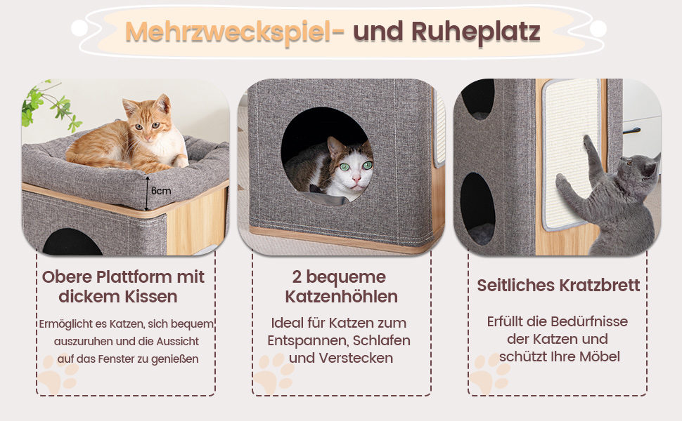 Кігтеточка-будинок для котів COSTWAY 3-ярусна сіра, з дошками для шліфування та 3 килимками, до 20 кг