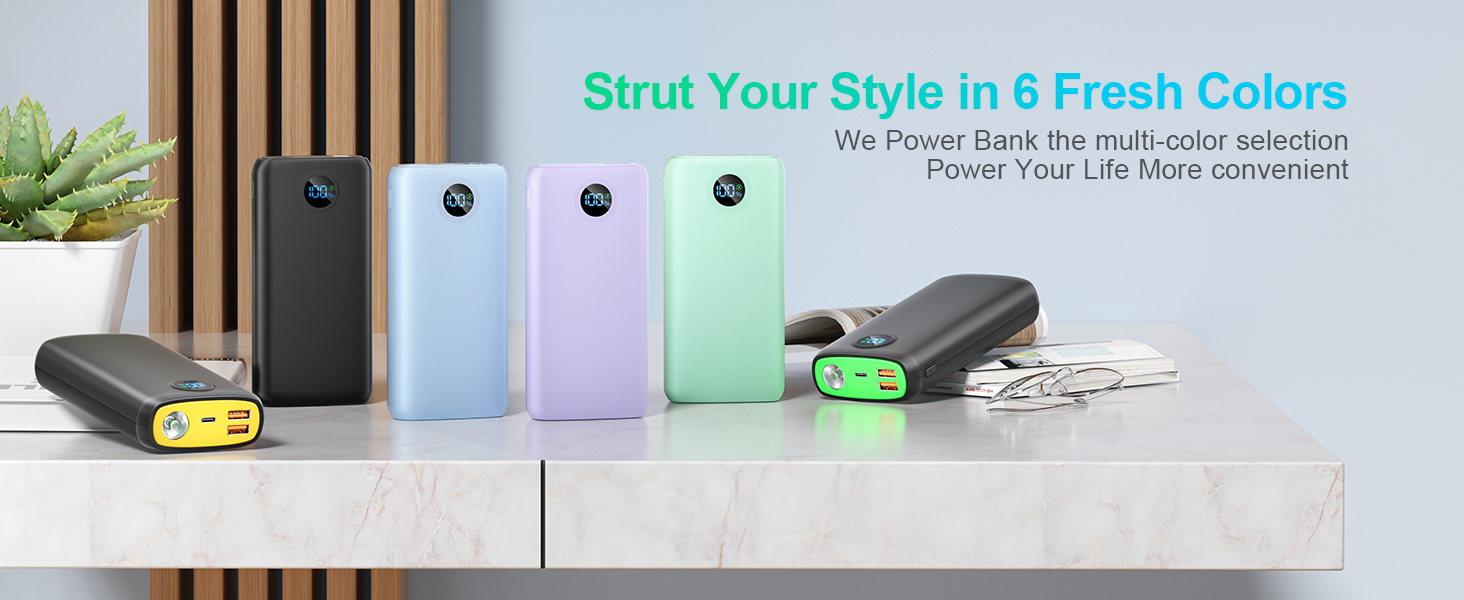 Потужний зовнішній акумулятор Power Bank 27000mAh 22.5W USB-C з LED-дисплеєм, швидка зарядка PD 3.0 та QC 4.0, вбудований ліхтар для iPhone, Samsung, iPad та смартфонів