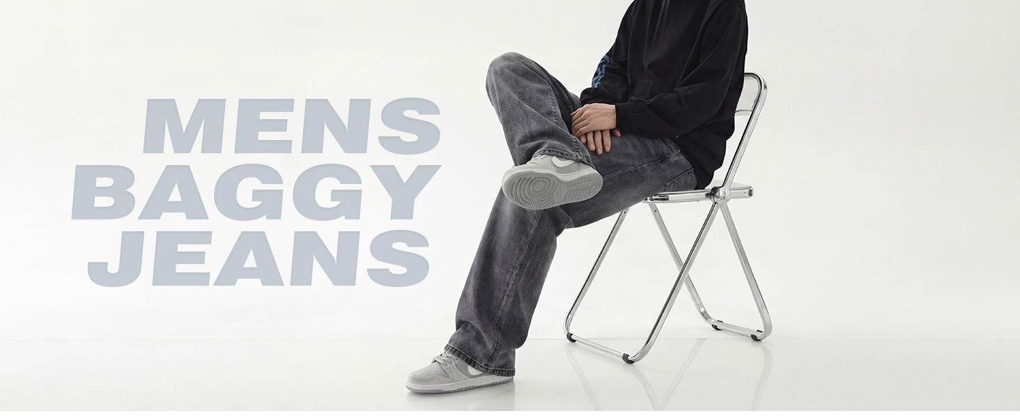 Джинси чоловічі JMIERR Baggy широкі, еластичні, вінтаж Y2K, блакитні XL