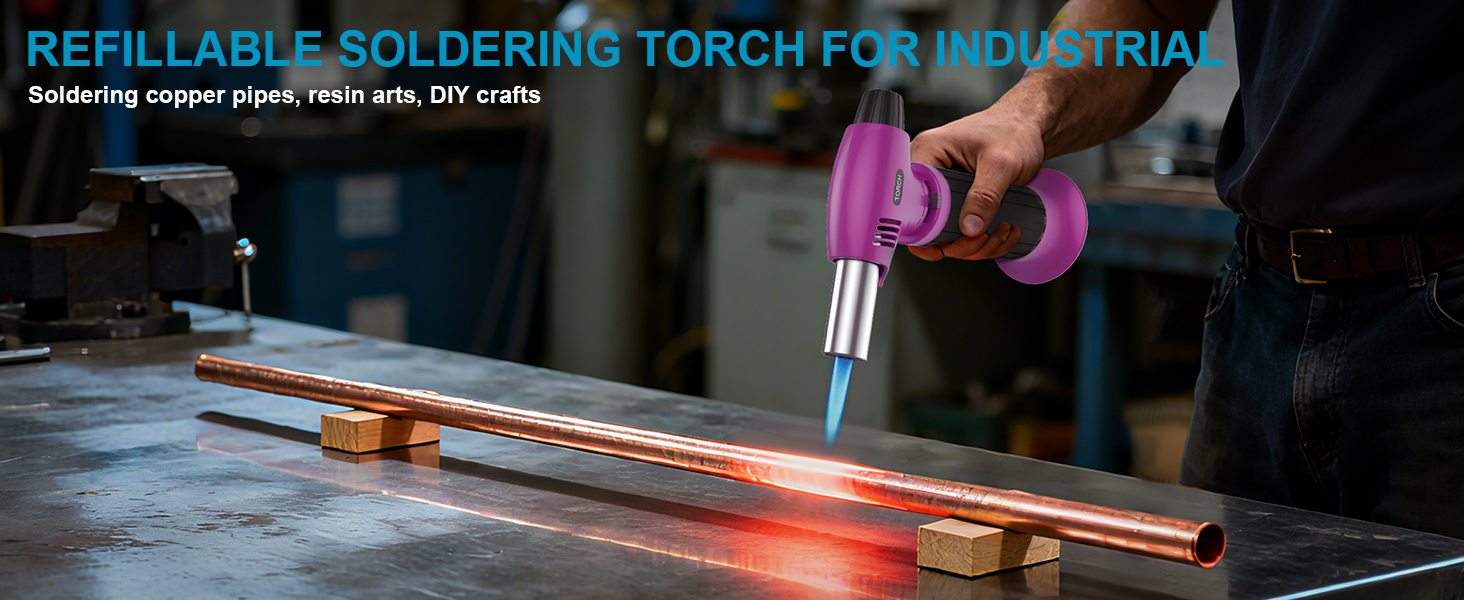 Наповнюваний пальник для крем-брюле, міні-пальник з безпечним затвором та регульованим полум'ям для десертів, BBQ, фіолетово-чорний