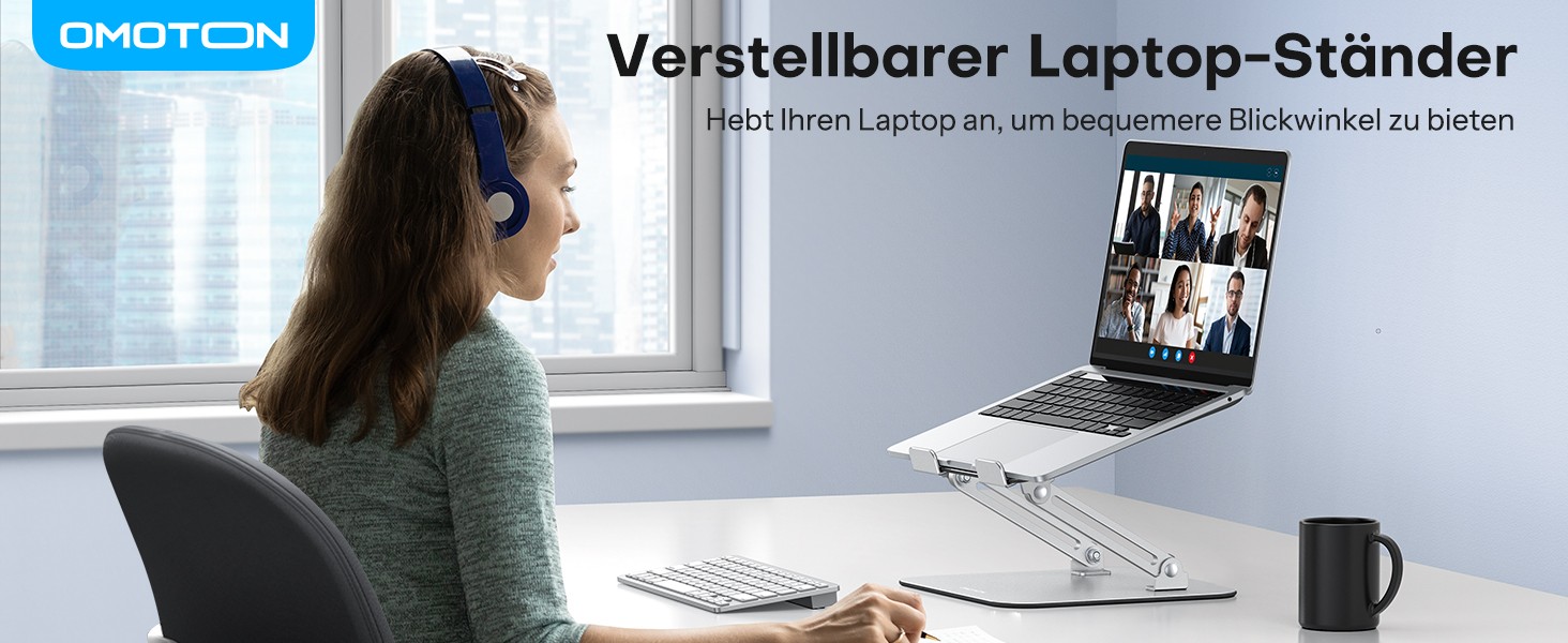 Підставка для ноутбука OMOTON LA11, регульована висота, складна, з вентиляцією, для MacBook Air Pro та ноутбуків 10-17.2