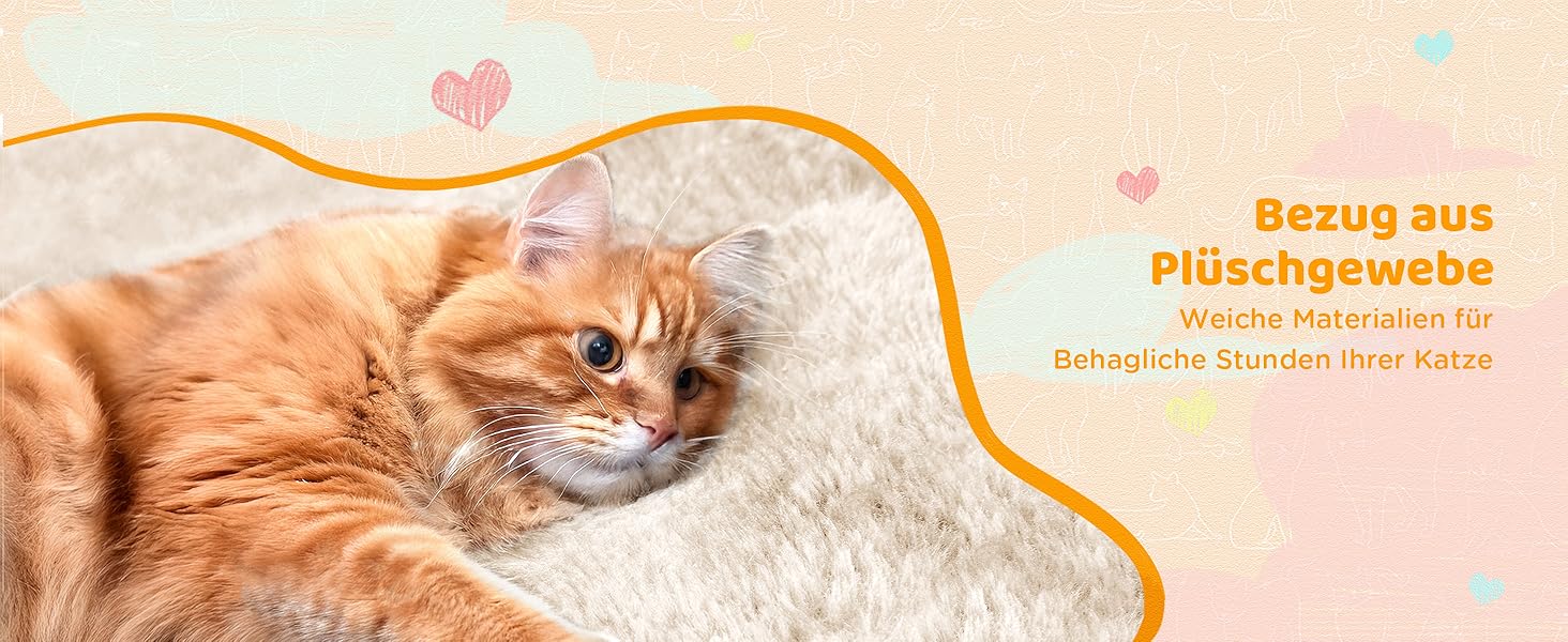 Дерево для котів Yaheetech 170 см XL, стабільний, з оглядовою платформою, будиночками, гамаком та лежаком, з плюшевими кульками (Бежевий)