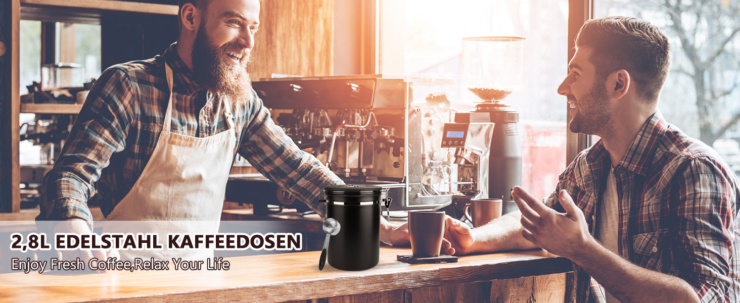 Кавовий контейнер ZONJIE 2.8л з нержавіючої сталі, вакуумний, з CO2-вентилем та датою, для кавових зерен