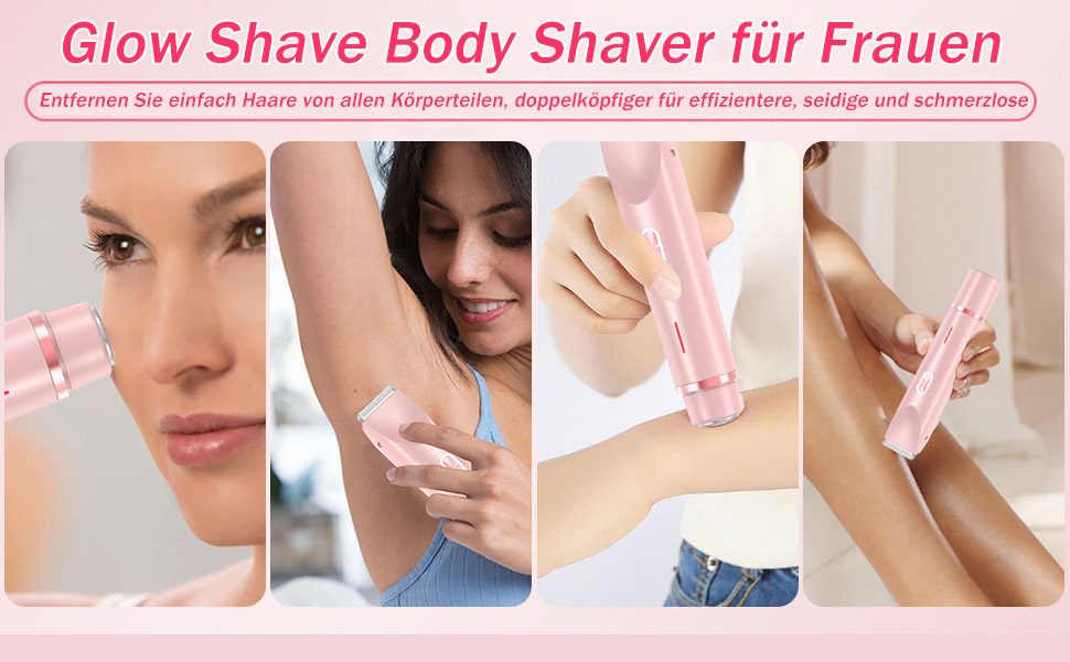 Електричний жіночий епілятор 2-в-1 Silky Glow: для тіла, обличчя, бікіні. Вологостійкий, рожевий