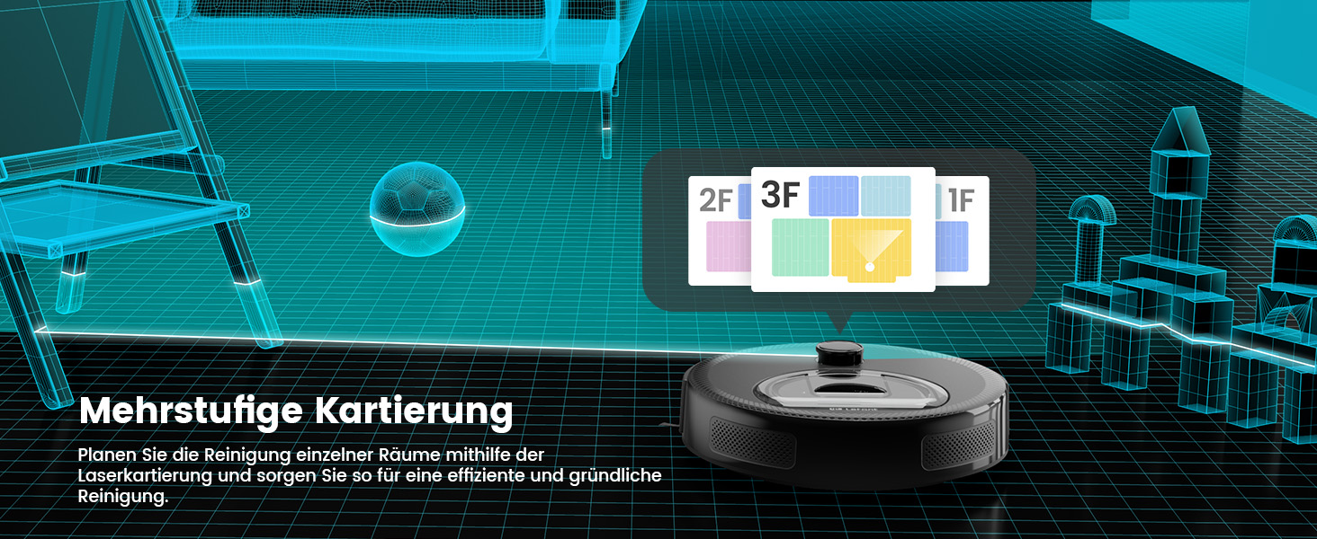 Робот-пилосос LEFANT M1 з функцією миття, 5500Pa, для твердих підлог та шерсті тварин, керування через додаток/Alexa, білий (M330 Pro)