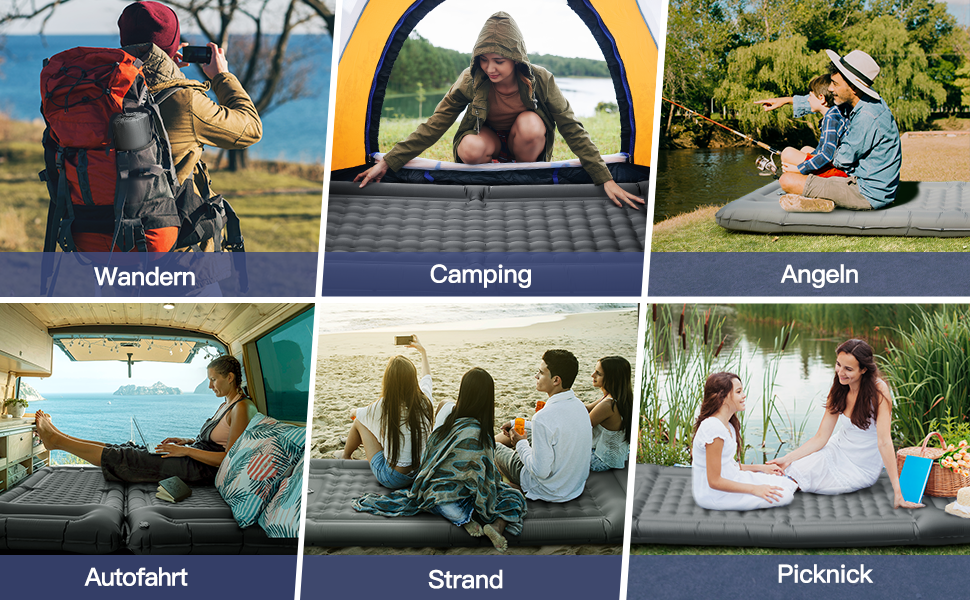 NHOWIN Self-Inflating Camping Mat - 12cm Thick, Ultralight with Pillow & Foot Pump - Compact, Waterproof, Anti-Ripstop Mat for Outdoor, Backpacking, Hiking