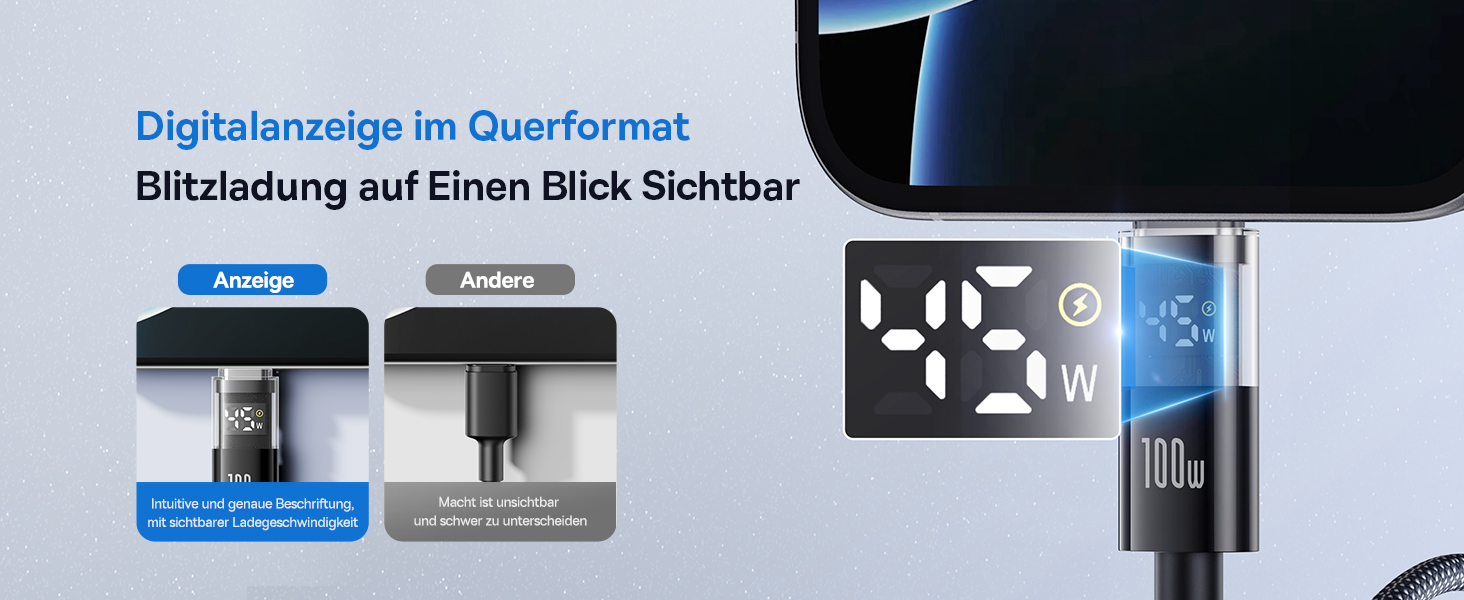 Кабель Baseus 100W USB-C - USB-C 2м з LED-дисплеєм, підтримка PD, QC 4.0 для iPhone, Samsung, MacBook, iPad Pro