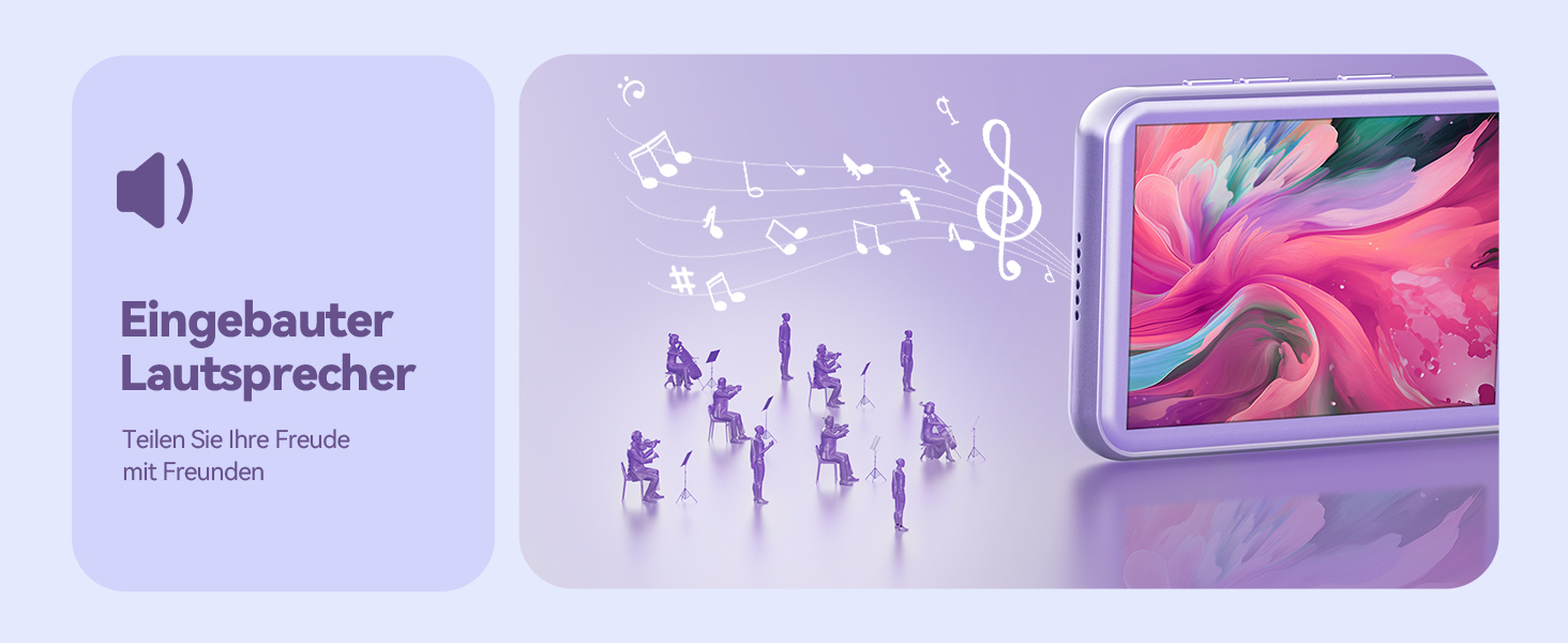 MP3 плеєр AGPTEK 64GB з Bluetooth 5.3, TFT-дисплеєм, FM-радіо та підтримкою до 128GB, фіолетовий