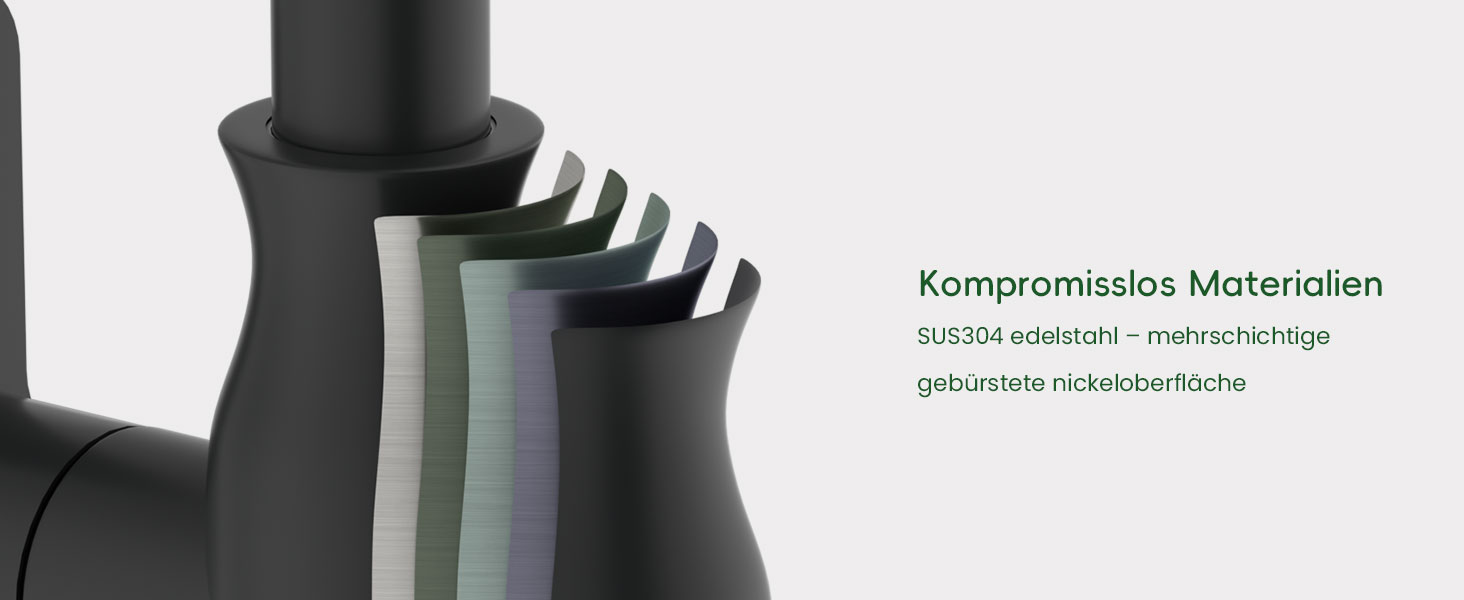 Кран кухонний APPASO 3-х ходовий чорний, 3 в 1 з фільтром, 360° поворотний, 2 ручки, нержавіюча сталь, низький тиск