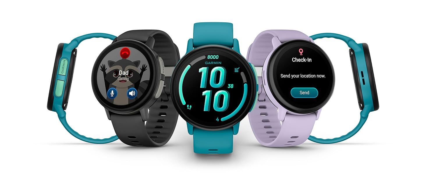 Дитячий розумний годинник Garmin Bounce 2 LTE (43 мм) - турквіс (сірий), AMOLED дисплей, 2 дні роботи, GPS, SOS, режим школи