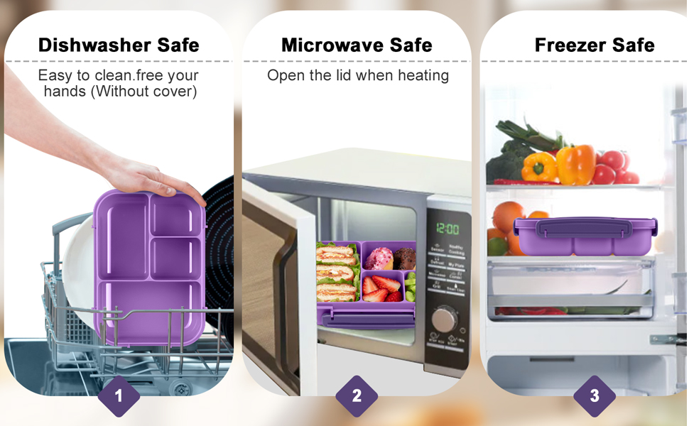 Ланчбокс для дітей та дорослих з 4 відділеннями, 1200 мл, з посудом, BPA-Free, миється в посудомийній машині, для мікрохвильовки (темно-сірий)