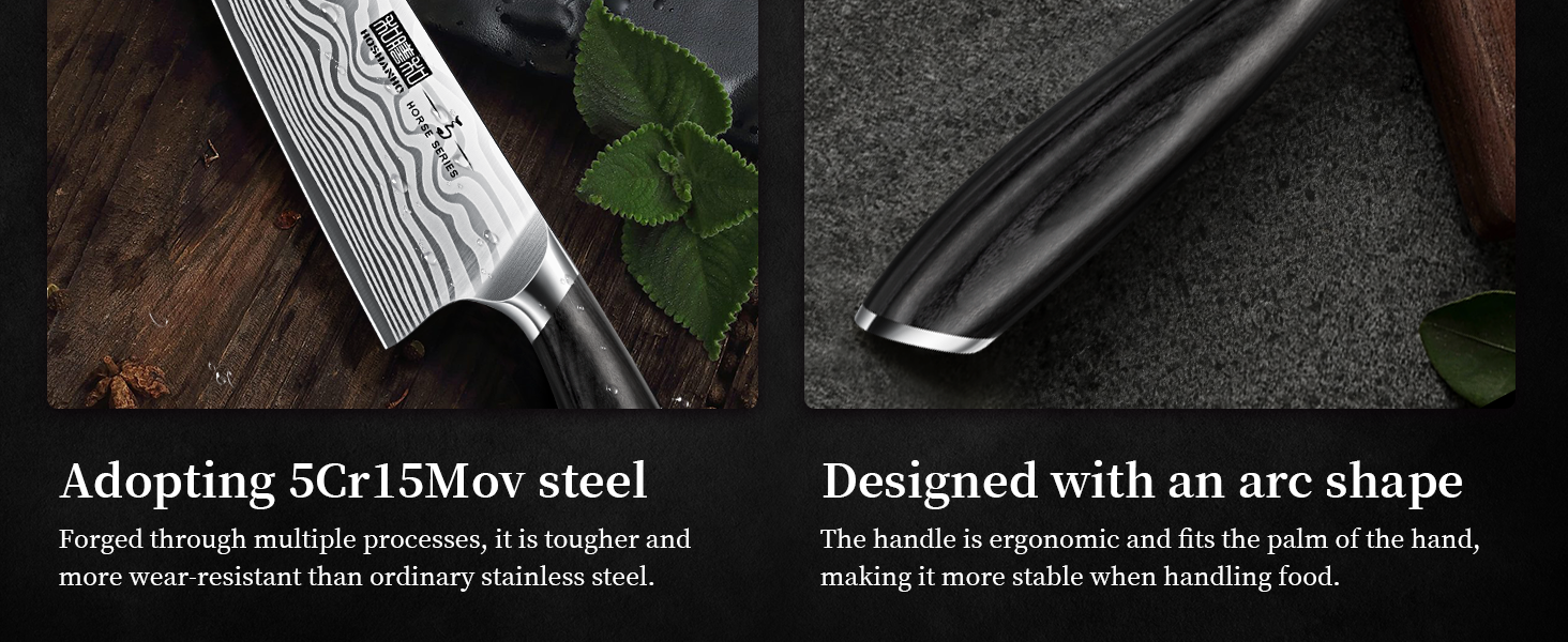 Набір кухонних ножів HOSHANHO 5 шт. з японської пудрованої сталі, професійний, з ергономічною ручкою з пакавуду