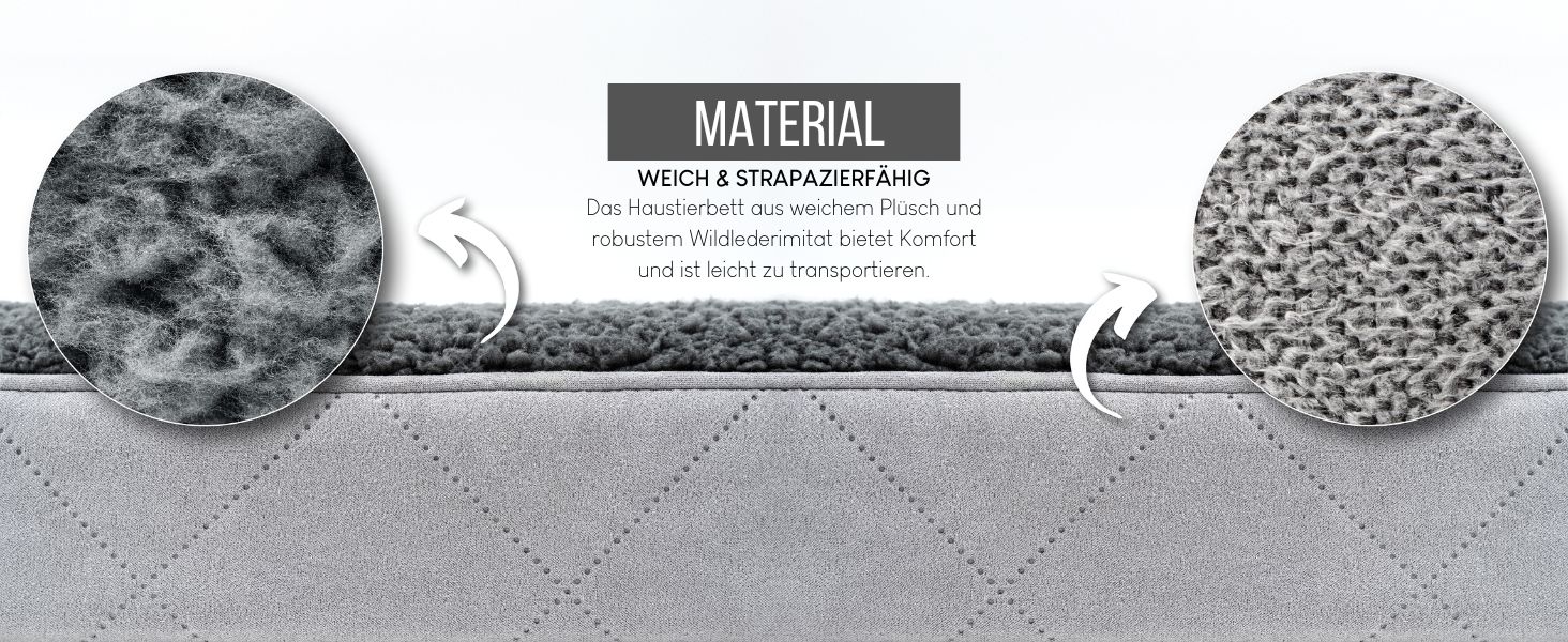 Ортопедичне ліжко для собак Lionto, 60x40x8 см, з м'яким плюшем, знімний та пральний чохол, водовідштовхувальне, для собак та котів, сірого кольору