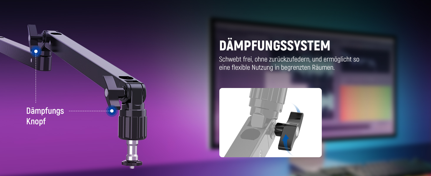 NEEWER MST002 Тримач для мікрофона з низьким профілем, регульований, з демпфером, для подкастів, ігор, стрімінгу, з кабелеуправлінням