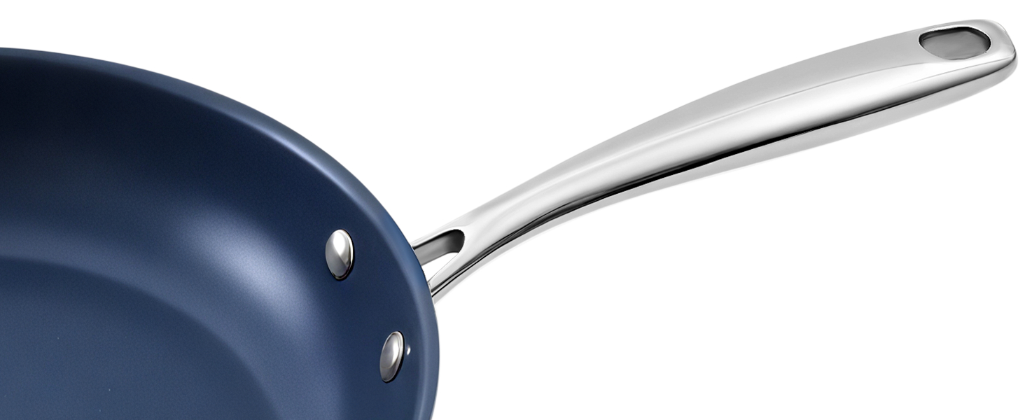 Сковорода з нержавіючої сталі з антипригарним покриттям Creamic, 20 см, без PFOA, PTFE та PFAS, для здорового харчування, сумісна з індукцією, електрикою та газом