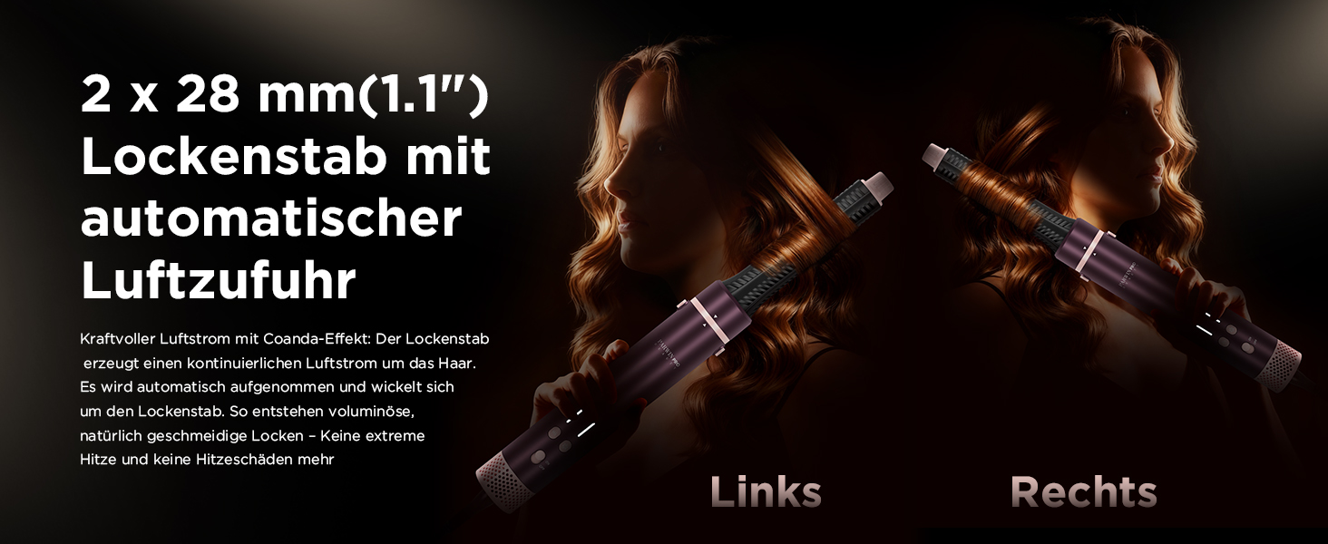 PARWIN PRO BEAUTY MaxAIR 2.0 Multi-Styler Set: 7-в-1 Фен, Плойка, Випрямляч, Щітка для об'єму, 110000 об/хв, Автоматична намотка, Подвійна напруга, Jasper Plum