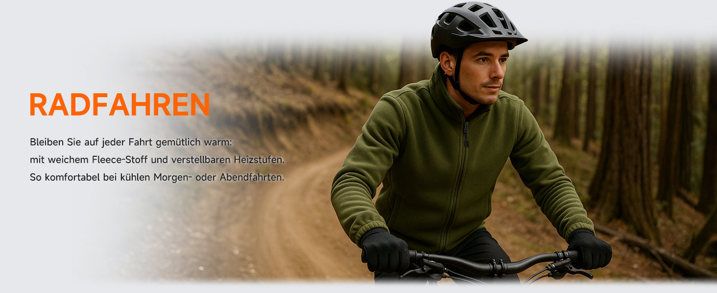 LABCOOL Обогрівальна куртка для чоловіків та жінок - флісова куртка з 6-зонним обігрівом та 3 рівнями температури - USB-живлення з Powerbank 10000mAh - можна прати в пральній машині, розмір M, колір зелений