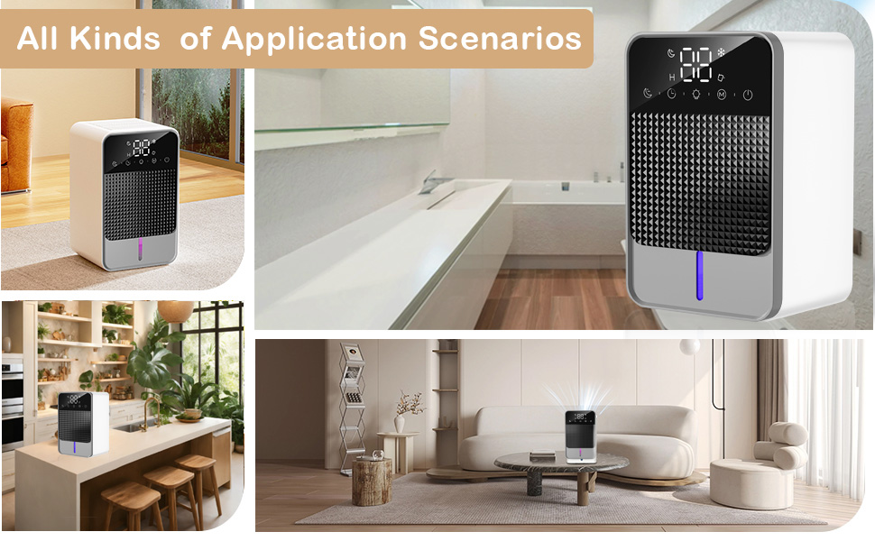 Електричний осушувач повітря 1.2L для дому та підвалу, 30м², з автовимкненням та освітленням