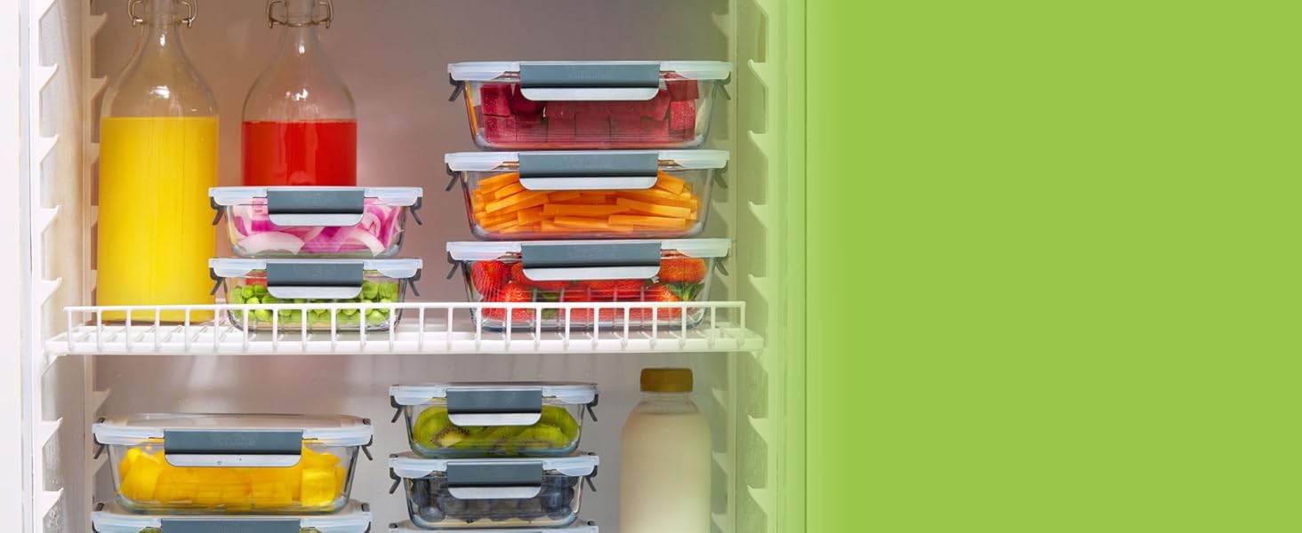 Набір контейнерів VonShef для зберігання їжі (10 шт.) – 1050 мл та 370 мл, придатні для духовки та мікрохвильової печі, миючі в посудомийній машині, герметичні та витікання, ідеальні для приготування їжі на тиждень