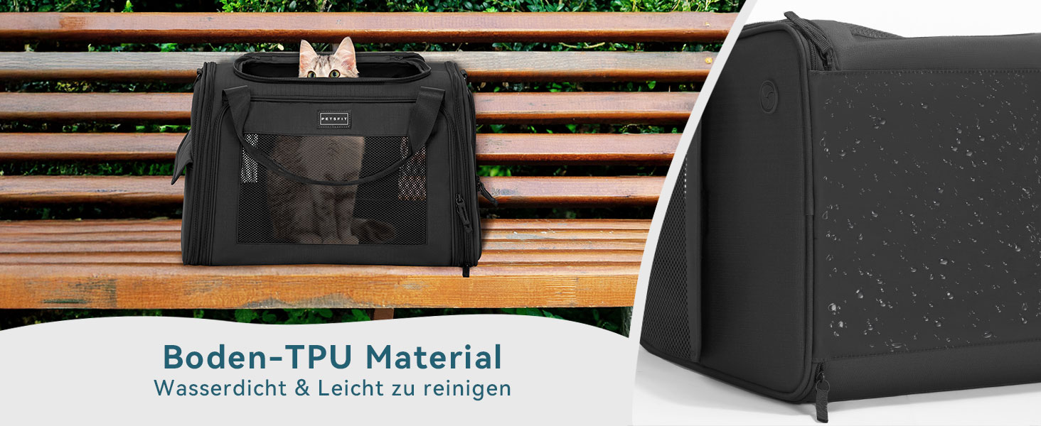 Переносна сумка-переноска для котів та собак Petsfit, розкладний дизайн, з м'яким розкладним килимком, чорна (47x30x30 см)
