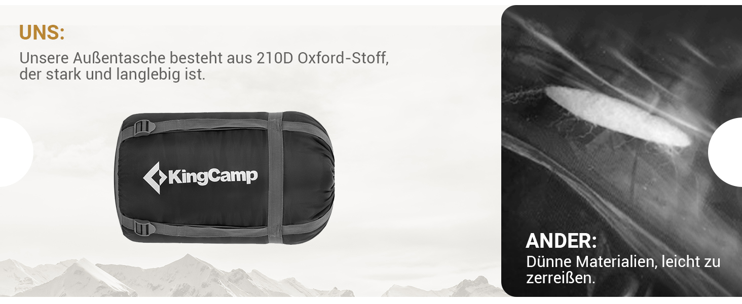 KingCamp Double Sleeping Bag - Winter Adult Sleeping Bag for 2 People with Carry Bag - Black