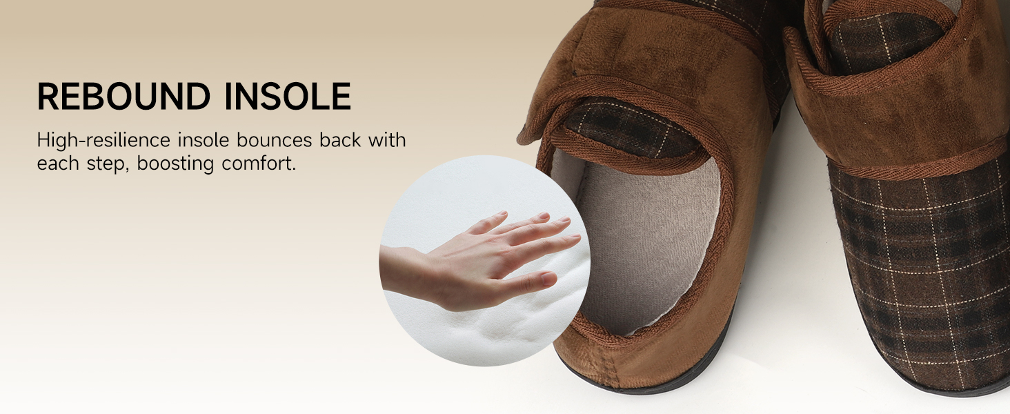 Тапочки чоловічі TIESTRA з термопресом для діабетиків, широка стопа, з підошвою з memory foam, чорні, розмір 41-47 (EU 45)