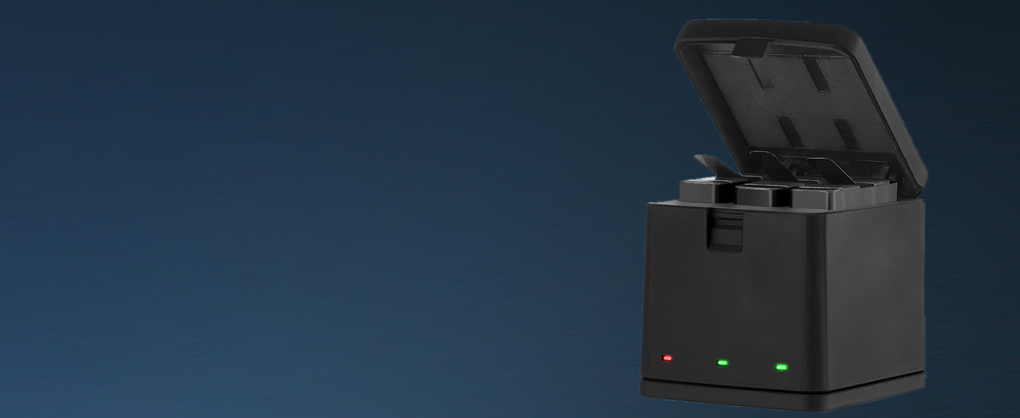 Зарядний комплект Vemico Hero 8: 3 акумулятори 1500 mAh, 3-канальна зарядна станція з Type-C USB, захисний ковпачок, сумісний з Hero 8/7/6/5/AHDBT-801