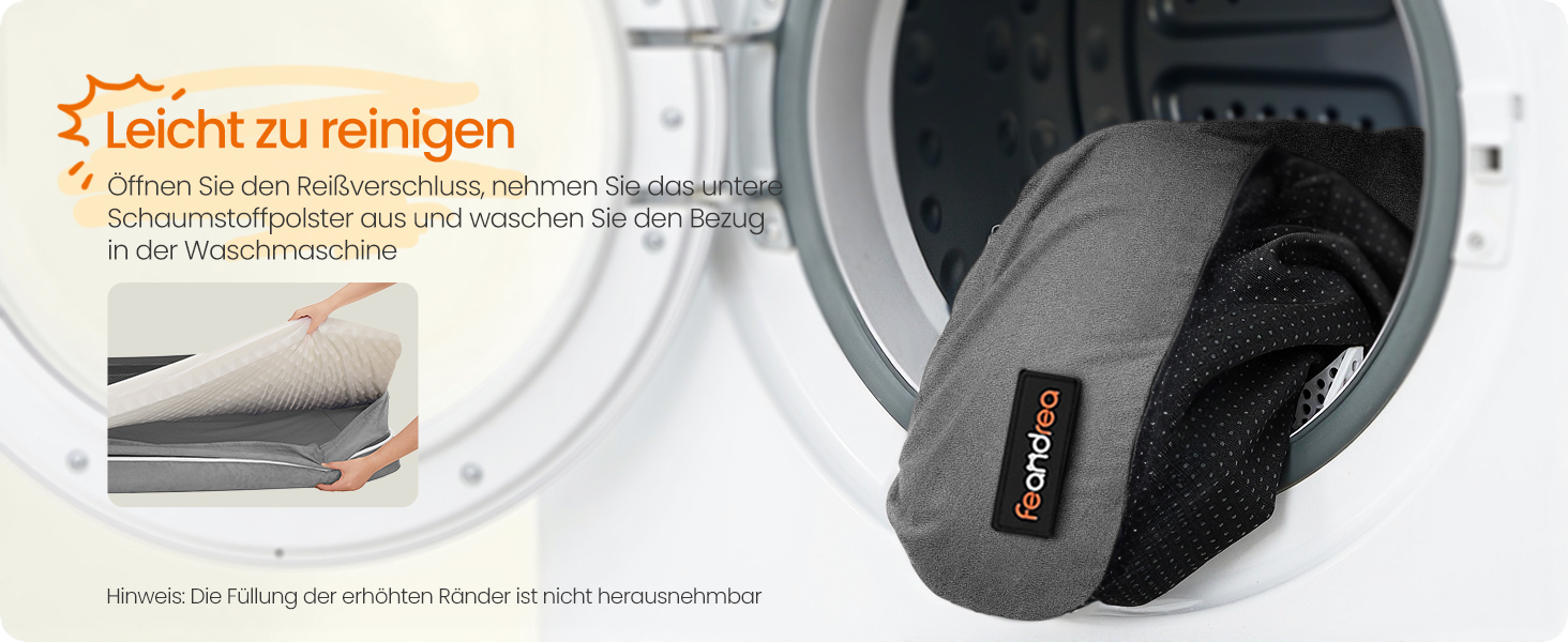 Ортопедичне ліжко для собак Feandrea, м'яке, з піднятими бортиками, 91 x 68 x 18 см, сірий колір, знімний чохол, неслизьке дно