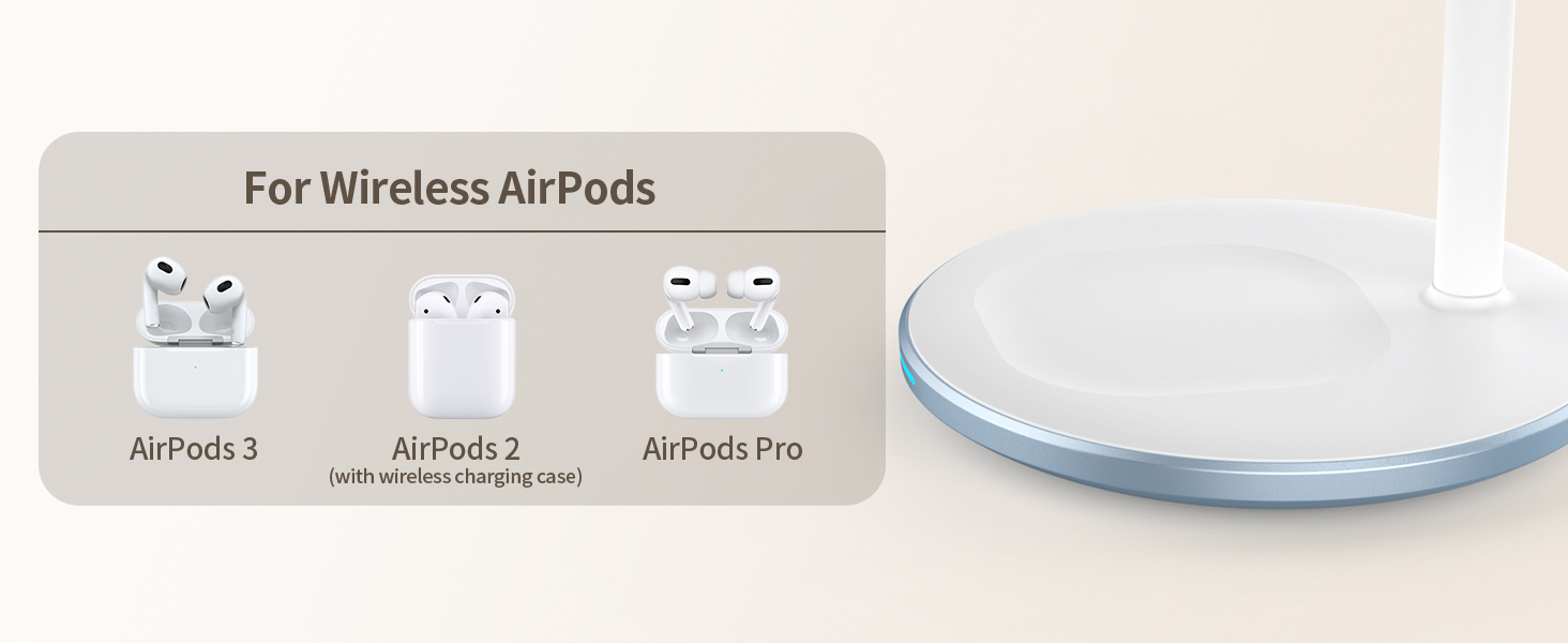 База для бездротової зарядки 3-в-1: iPhone, iWatch, AirPods, 15W, MagSafe, фіолетовий (світло-блакитний)