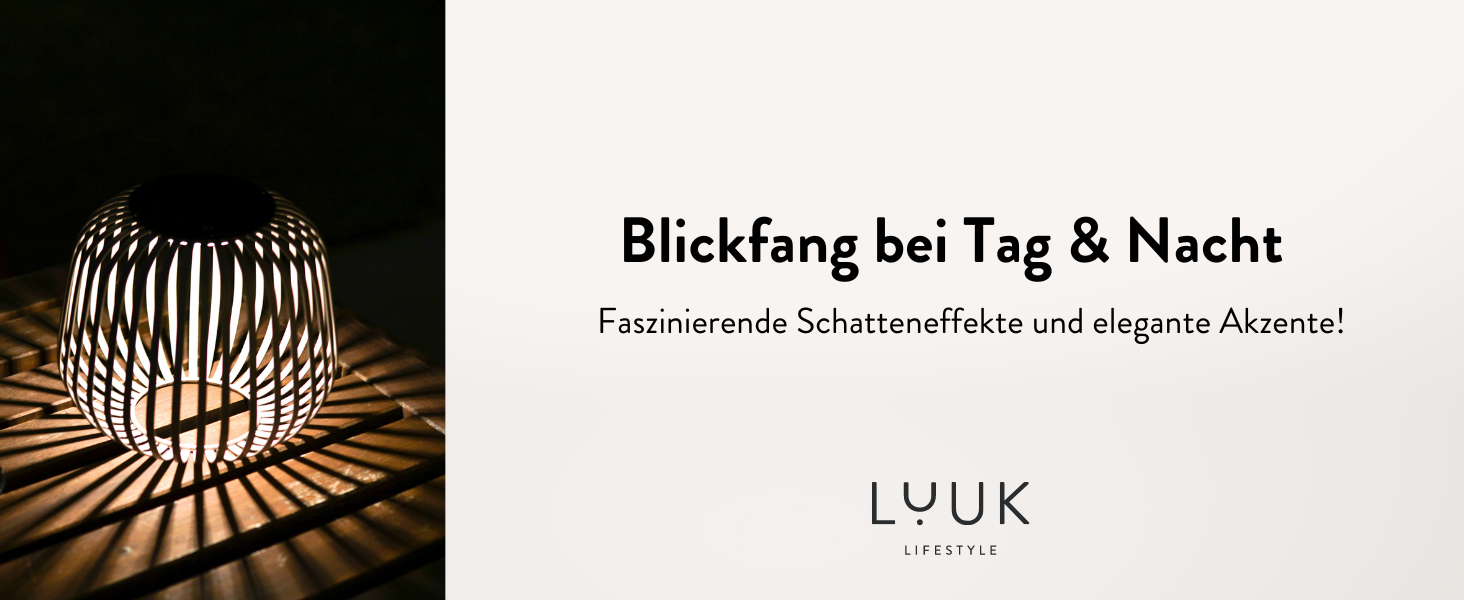 LUUK LIFESTYLE Бездротова сонячна LED-лампа для дому та вулиці, димірується, декоративний світильник із тіньовим ефектом для балкона й саду, сіра